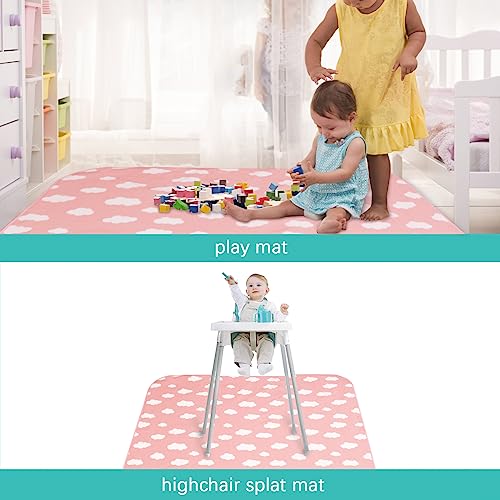Splat Mat 2 Pack for Under High Chair & Arts & Crafts & Eating Mess, Waterproof Baby Playtime Anti-Slip High Chair Mat for Floor or Table, Reusable & Portable Splash Mat for Under High Chair, 42” ×46” - color: Pink Cloud & Arrow