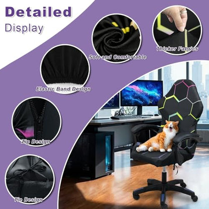 Gaming Chair Covers, 3D Printing One-piece Universal Fit Gaming Chair Seat Cover with Armrest Sloipcover(Color:Style 6) - color: Style 6