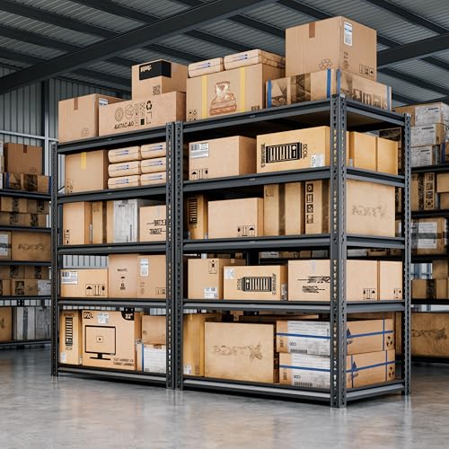 72"H Storage Shelves heavy duty Shelving, 2425LBS Garage Shelving, 5 Tier Metal Shelving Unit Adjustable Garage Shelves, Garage Storage Shelves for Warehouse Pantry Closet,40" W × 20" D × 72" H, Black - size: 72" H x 40" W x 20"D