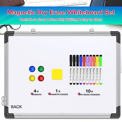 Monthly Calendar Whiteboard for Wall, 24x18 Inches Dry Erase Board with Cork Board Combo, Magnetic White Board, Double-Sided Hanging Portable Board for Office School Home Kitchen Planner Memo - style: Whiteboard 24x18 Silver