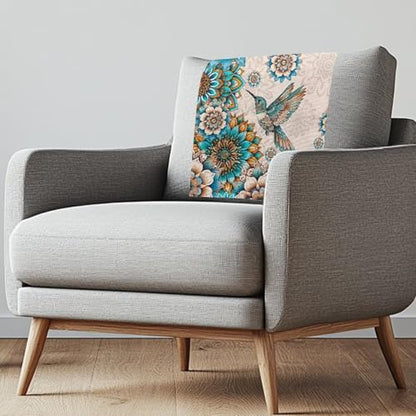 Boho Mandala Hummingbird Print Headrest Cover for Recliner Chair, Washable Headrest Protector for Furniture Slipcovers 16.53 x 26.18 inch Theater Seat Sofa Headrest Protective Cover - color: Boho Mandala Hummingbird