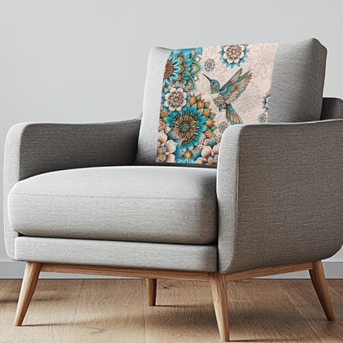 Boho Mandala Hummingbird Print Headrest Cover for Recliner Chair, Washable Headrest Protector for Furniture Slipcovers 16.53 x 26.18 inch Theater Seat Sofa Headrest Protective Cover - color: Boho Mandala Hummingbird