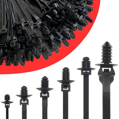 60Pcs Nylon Universal Cable Tie with Buckle Push Mount Zip Tie Mount ChristmasTree Zip Ties Mounts Automotive Cable Ties Wire Clips Fuel Line Ziptie High Temp Heat Resistant Wire Wrap (6-Types) - size: 6 Types