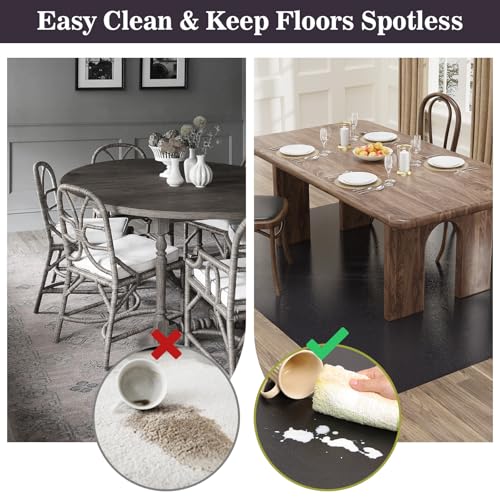 3'×5' Black Floor Protector for Home, Waterproof No Spill Vinyl Floor Desk Mat for Office, Plastic Easy Cleaning Area Mat for Hardwood Floor, Kitchen, Pet Feeding Area - color: Black, size: 3' x 5' (Rectangular)