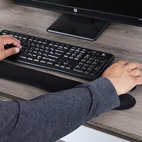 Mind Reader Ergonomic Keyboard and Mouse Wrist Rest Set, Gaming Accessory, Memory Foam, 16.75" L x 3" W x 0.75" H, 2 pcs, Black - size: Single Black