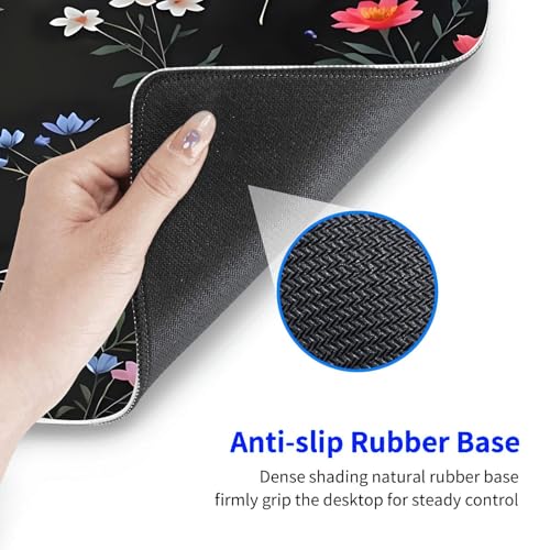 Large Gaming Mouse pad,Flower Branch Pattern Cute Anti Slip Rubber Base Mouse pad, Suitable for Computer, Laptop, Office Desk Accessories - color: Flower Branch Pattern Cute