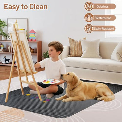 Office Chair Mat for Low Pile Carpet with Lip, 48" x 60" Clear Plastic Heavy Duty Floor Protector, Smooth Glide Desk Chair Mat for Rolling Chairs, Computer Chair Mat for Home Office, Gaming-Black - size: 48"x60"