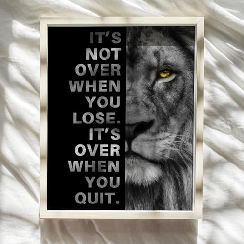 Office Wall Art For Men 11x14 - Inspirational Wall Decor - Motivational quote - positive affirmation Wall Art - Gym Motivation Poster - Man cave Wall Decorations - Lion Print - LARGE Unframed - size: 11"L x 14"W, style: Unframed