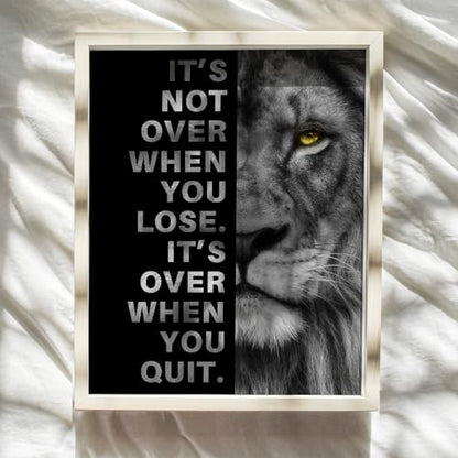 Office Wall Art For Men 11x14 - Inspirational Wall Decor - Motivational quote - positive affirmation Wall Art - Gym Motivation Poster - Man cave Wall Decorations - Lion Print - LARGE Unframed - size: 11"L x 14"W, style: Unframed