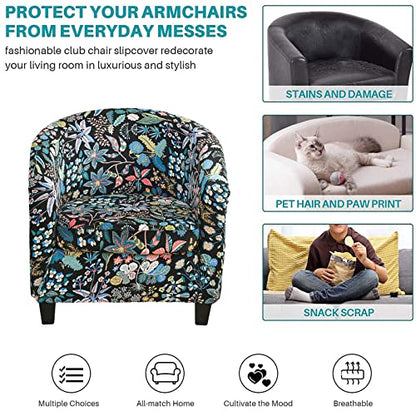 KRFOONN Club Chair Slipcover 2 Piece Stretch Printed Round Barrel Chair Covers Removable Tub Chair Slipcover with Elastic Bottom Chair Coverings Furniture Protector Cover for Living Room, A9 - color: Color A9