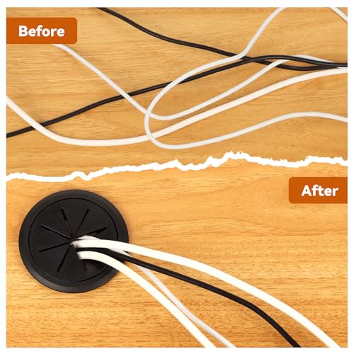 8 Pcs Black Desk Grommet, 2 Inch Desk Hole Cover for Cables, Grommet Cover with Hole Saw for Table Cables Wire Home Office - color: Black