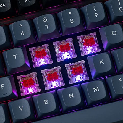 Keychron V1 Wired Custom Mechanical Keyboard Knob Version, 75% Layout QMK/VIA Programmable with Hot-swappable Keychron K Pro Red Switch Compatible with Mac Windows Linux (Frosted Black-Translucent) - color: Hot-swap Keychron K Pro Red Switch