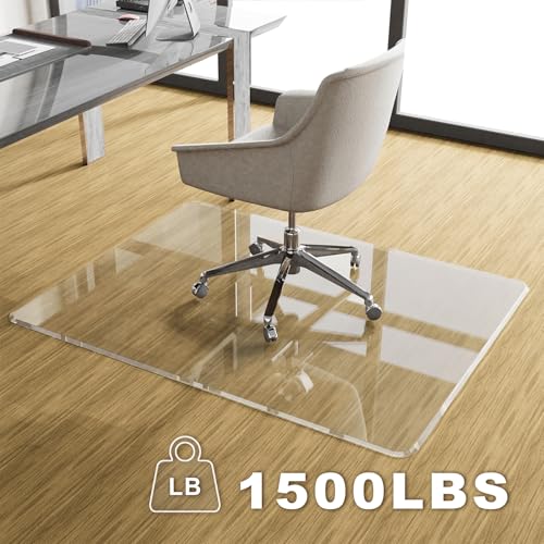 MESAILUP Beveled Edge Office Chair Mat for Carpet or Hardwood Floor 36" x 46" Clear Chair Mats for a Smooth Glide and Easy Roll On/Off, Heavy Duty and Non-Slip Pad Floor Ultimate Desk Chair Mat - color: Clear, size: 36" x 46"