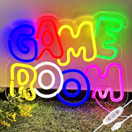 Game Room Neon Signs,Gaming Letter Neon Sign for Gamer Room Decor, USB Powered Dimmable Colorful Led Gaming Neon Signs, Game Neon Sign for Wall Decor,Teenage Boys, Kids Gifts - style: GAME ROOM