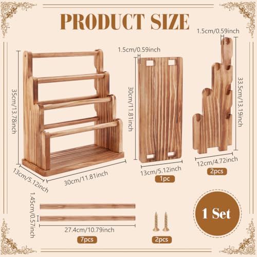 PH PandaHall 7 Tier Wood Bracelet Holder Jewelry Display Stand Bracelet Bangle Scrunchie Organizer Watch Display Stand Accessory Display Storage Organizer for Vendors Selling Craft Show Home, Brown - color: Brown