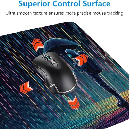 Funny Astronaut Gaming Mouse Pad Vertical Meteor Shower Rain Extended Mousepad Waterproof Stitched Edges Rubber Base Non-Slip Deskmap Computer Keyboard Mat 31.5x11.8 Inch - color: Funny Astronaut, size: 31.5" x 11.8"