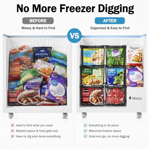 iSPECLE Freezer Organizer Bins - 6 Pack Adjustable Width for 5 to 7 Cu.Ft Chest Freezers, Stackable Freezer Wire Storage Baskets for Deep Freezer Organization, Assembly Required, Black - style: 6 Pcs-14.8"-Black
