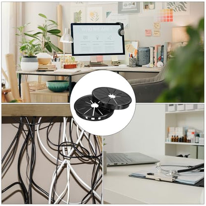 uxcell 3Pcs Desk Grommet Black, Snap Bushing Grommet with Shutter for Holes with 3.15"(80mm) Mounting, Round Nylon Snap in Cable Desk Grommet for Cables and Cords Management - size: 80mm
