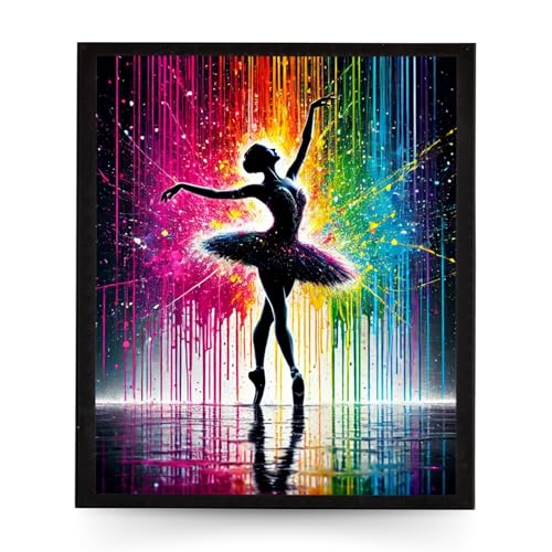 InkFlow Posters Art Ballerina Poster - Dancing Under The Rain Print - Abstract Art - Silhouette Art - Graffiti Print - Great Bedroom or Living Room Decor - 11x14 Unframed Canvas Print - color: Style-02, size: 11"L x 14"W