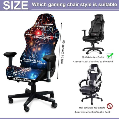 Gaming Chair Covers, 3D Printing Stretchable Soft Non-Slip Easy to Install Gamer Chair Cover with Armrest Cover(No Chair)(L) - color: L