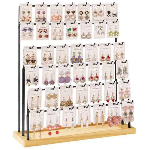 Earring Display for Vendors, 6 Tiers Earring Rack Display Holder Stand, Earring Organizer Holder, Jewelry Display for Selling Earings Cards, Necklaces Rings Bracelets, Keychains (Black) - color: black