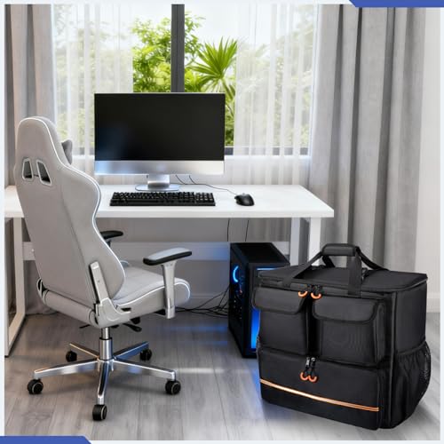 Computer Desktop Mid Tower Large Carrying Case, PC Travel Case for Computer for Moving, Portable Gaming Backpack for Keyboard, Mouse and Accessories,Compatible with ATX/M-ATX mainframe chassis