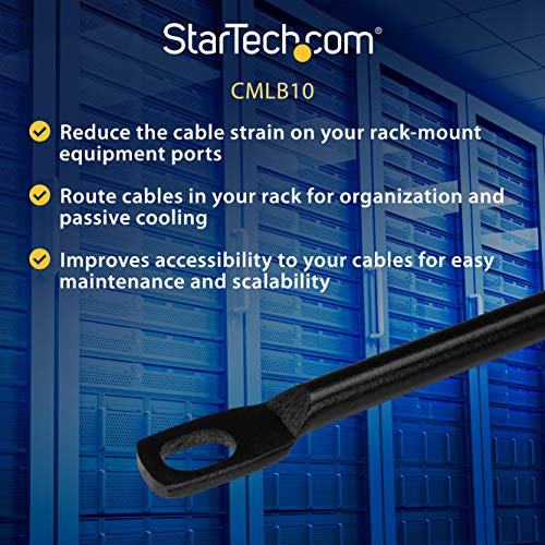 StarTech 10-Pack Horizontal Cable Lacing Bar, 19in Rack, TAA (CMLB10) - style: 0" Offset 10-pk