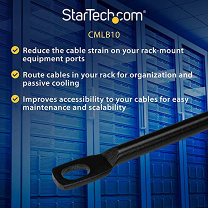 StarTech 10-Pack Horizontal Cable Lacing Bar, 19in Rack, TAA (CMLB10) - style: 0" Offset 10-pk