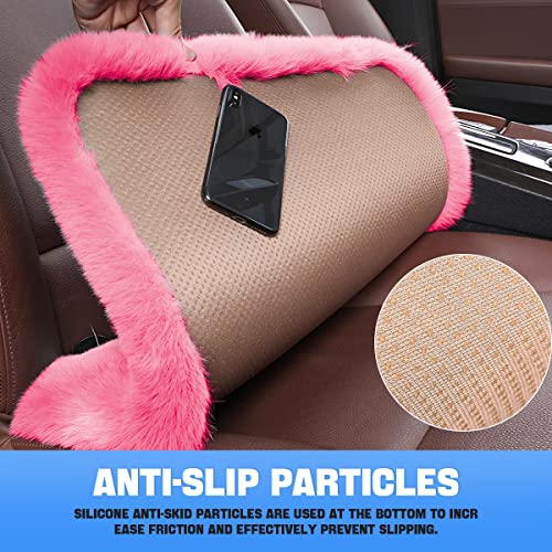 2Pack Car Front Seat Cushion, Soft Warm Faux Rabbit Fur Winter Auto Seat Cover, Fluffy Plush Vehicle Seat Protector Pad with Non-Slip Backing, Car Accessories for Home and Office Chair (Pink) - color: Pink