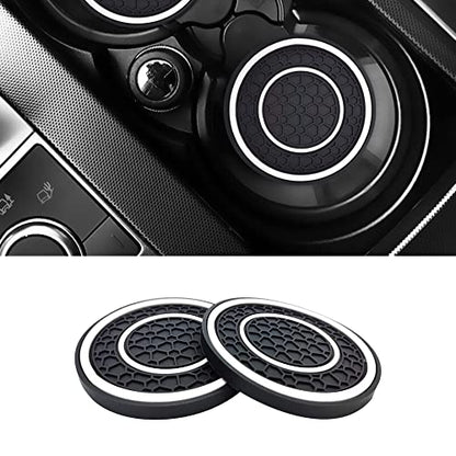 2 PCS Car Cup Holder Coaster,Car Coasters Cup Mats,2.75 Inch Universal Car Cup Coasters,Non-Slip Anti Dust Mats Cup Holder Insert Coaster, Suitable for Most Car Interior(White) - color: White