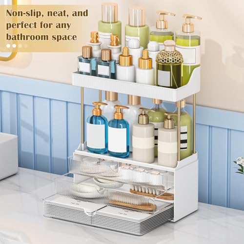 caktraie 12.2" W Makeup Organizer Drawers - 5 Tiers Bathroom Counter Organizer, Cosmetic Storage Drawer for Dresser Countertop and Bathroom Vanity for Large Skincare, Perfume, Clear - color: Clear, size: 1 PACK