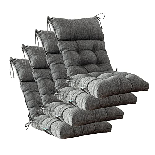 QILLOWAY Outdoor Rocking Chair Cushions Set of 2, 100% Polyester Waterproof Patio Rocking Chair Cushion, High Back Weatherproof Chair Pad for Adirondack & Outdoor Furniture, Charcoal Grey, Black - color: Charcoal Grey/Black