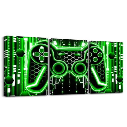Feelyou Kids Gamer Picture Wall Decor Honeycomb Gaming Canvas Wall Art for Living Room Bedroom Boys Girls Gamepad Wall Painting Posters Game Console Controller Bathroom Wall Art 12"x16"x 3Pcs - color: Multi A10