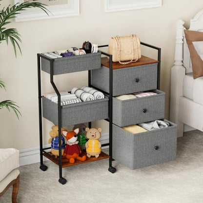 Modanais Baby Diaper Caddy Organizer Cart - 3 Tier Rolling Cart with Dividers and Drawers, Easy To Assemble, Mobile Utility Cart with Wheels for Nursery, Bedroom, Changing Table & Crib - color: Grey