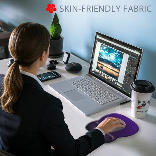 Ergonomic Mouse Pad with Wrist Rest, Comfortable Gel Concave Mouse Pad with Non-Slip Base, Pain Relief Mouse Pads with Smooth Wrist Support for Office & Home (Deep Violet) - color: Deep Violet