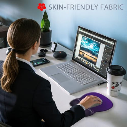 Ergonomic Mouse Pad with Wrist Rest, Comfortable Gel Concave Mouse Pad with Non-Slip Base, Pain Relief Mouse Pads with Smooth Wrist Support for Office & Home (Deep Violet) - color: Deep Violet