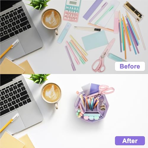 Exerz Desk Organiser/Mesh Desk Tidy Candy/Pen Holder/Multifunctional Organiser 360 Rotating - color: Light Purple