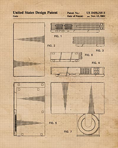 Classic Video Game Console Controller Patent Prints, 4 (8x10) Unframed Photos, Wall Art Decor for Home Work Office Gaming Tech Play Station Lounge Robotics Gears Online Shop School Student Teacher