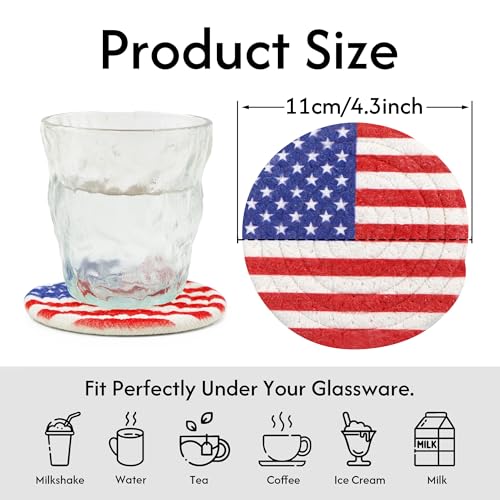 Coasters Set of 4 for Drinks, Cotton Woven 4 Colors Absorbent Boho Coasters for Home Decor Cups - Hot or Cold Drink Thickened (American Flag) - color: Flag
