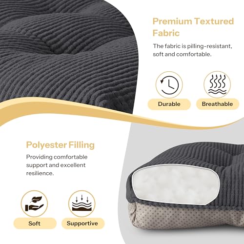 Indoor Kitchen Chair Cushions Set of 4 18"X16.5"X3" Soft Anti Slip Dining Chair Pads Tufted Kitchen Seat Cushion with Ties, Dark Grey - color: Dark Grey