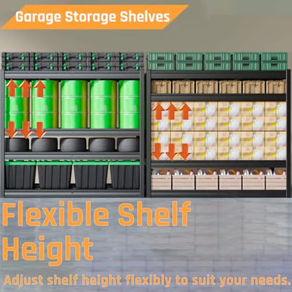 27" D Storage Shelves, Garage Shelving Heavy Duty Metal Adjustable Garage Shelves, Shelving Units Industrial Shelving for Warehouse, 62" W x 27" D x 78" H,Black - size: 62"Wx78"Hx27"D | 5 Tier