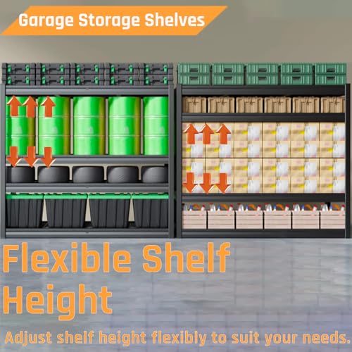 30" D Storage Shelves, 72" W Garage Shelving Heavy Duty Metal Adjustable Garage Shelves, Shelving Units Industrial Shelving for Warehouse, 72" W x 30" D x 72" H,Black - size: 72"Wx72"Hx30"D | 4 Tier