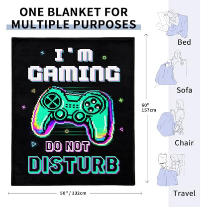 Gamer Gifts for Men Boys Girls, Do Not Disturb I’m Gaming Flannel Soft Blanket, Gaming Equipment Accessories Stuff for Teen Boys Gift - 50" x 60" - color: I'm Gaming
