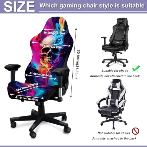 Gaming Chair Covers, 3D Printing Stretchable Soft Non-Slip Easy to Install Gamer Chair Cover with Armrest Cover(No Chair)(K) - color: K