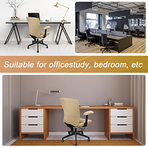 Tallew 4 Pcs Office Chair Covers Set Computer Universal Protective Stretchable Chair Seat Covers Desk Armrest Slipcovers Pads Office Cushion Backrest for Rotating (XL,Camel) - color: Camel