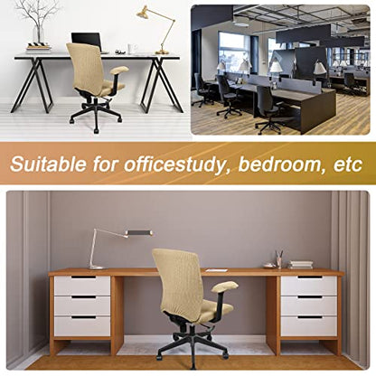 Tallew 4 Pcs Office Chair Covers Set Computer Universal Protective Stretchable Chair Seat Covers Desk Armrest Slipcovers Pads Office Cushion Backrest for Rotating (XL,Camel) - color: Camel