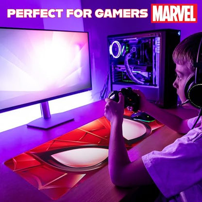 Marvel Spiderman Desk Mat Large Mouse Mat 31.2 x 13.9” Desk Protector Mat PC Laptop Keyboard Gaming & Office Supplies Non Slip - Spiderman Gifts for Men (Red Spiderman)