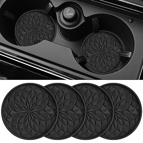 ME.FAN Car Coasters for Cup Holders [4 Pack] - 2.75In Silicone Auto Mug Mats - Universal Non-Slip Recessed Car Interior AccessoriesBlack - color: 4 Pack-black