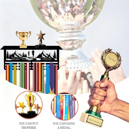 Resama Medal Hanger Holder Display Wall Rack Frame Shelf-Medal Hanger Awards Ribbon Soccer,Gymnastics,Holder Display Rack for 60 Medals - color: Running