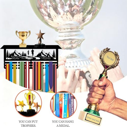 Resama Medal Hanger Holder Display Wall Rack Frame Shelf-Medal Hanger Awards Ribbon Soccer,Gymnastics,Holder Display Rack for 60 Medals - color: Running